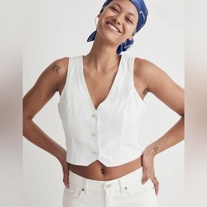 Madewell Linen White Vest. Fits size small